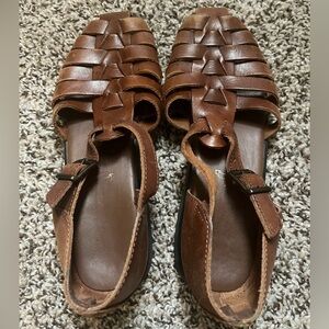 Vintage Y2K Fisherman Woven Leather Sandals Size 7
